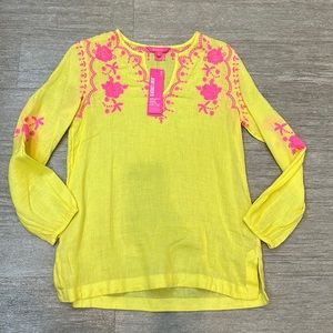 Nwt Lilly Pulitzer coby linen tunic in calla yellow